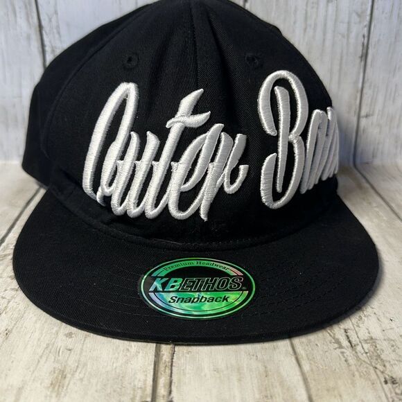 Outer Banks Black White Embroidered SnapBack Cap Hat KBethos Adjustable - Picture 1 of 7